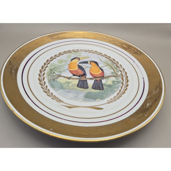 Large Decorative Plate Hand Painted Royal Copenhagen Denmark Tucans Bird Motiff - Picture 10 of 10